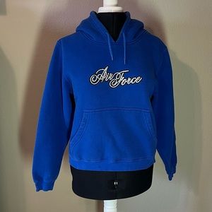 Royal Blue & Silver Sequined Air Force Hoodie Sweatshirt - M